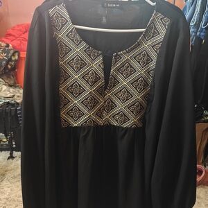 Shein Black Dress with Gold Pattern